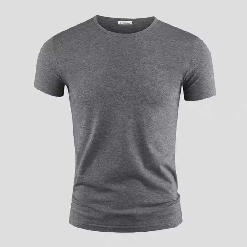 Deportes ocasionales de los hombres de Verano de la moda Americana de color sólido delgado superior versátil simple apretado de manga corta Camiseta ropa
