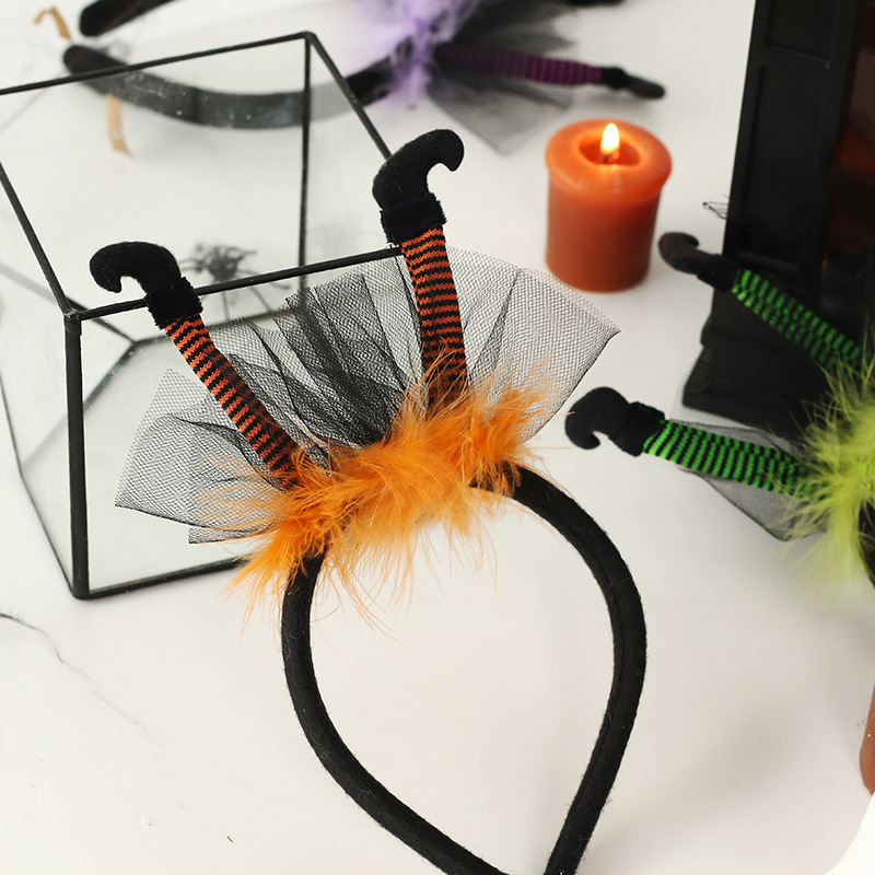 Accesorios de diadema de pierna de bruja de Halloween Diadema de bruja Diadema de bruja Decoración de fiesta de festival de fantasmas Accesorios de fiesta de disfraces