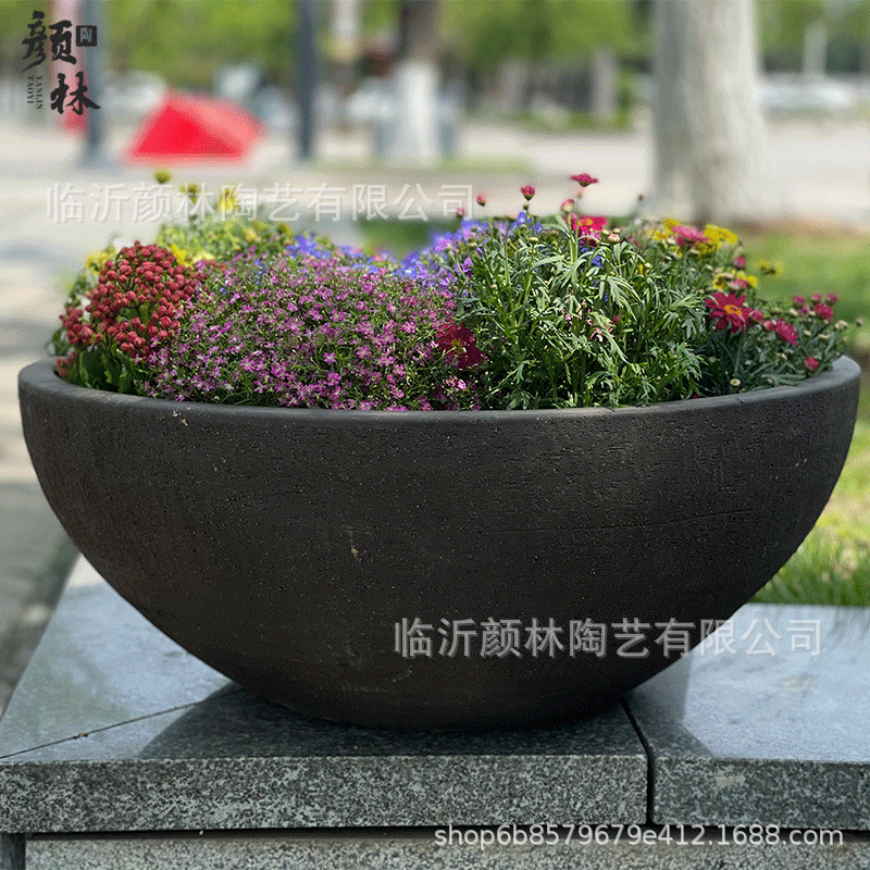 Grandes paneles de maceta supergrande maceta poco profunda maceta abierta maceta gran maceta paisaje caja de flores redonda maceta de boca grande maceta baja maceta arena púrpura