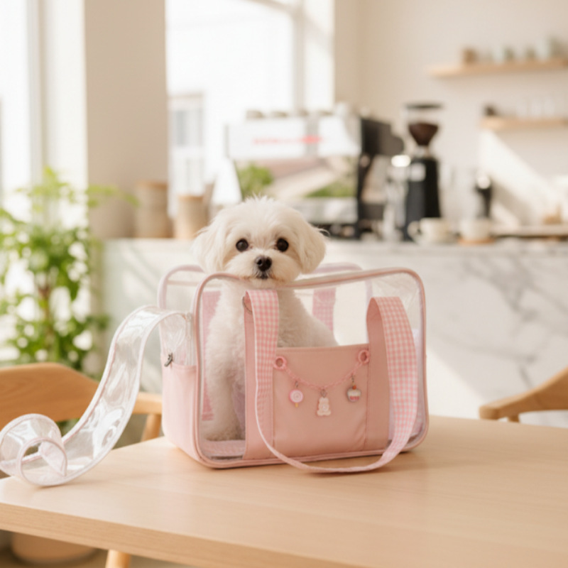 Large-View Breathable Jelly-Colored Cat Carrier Pet Outing Bag Portable Cat and Dog Outing Bag