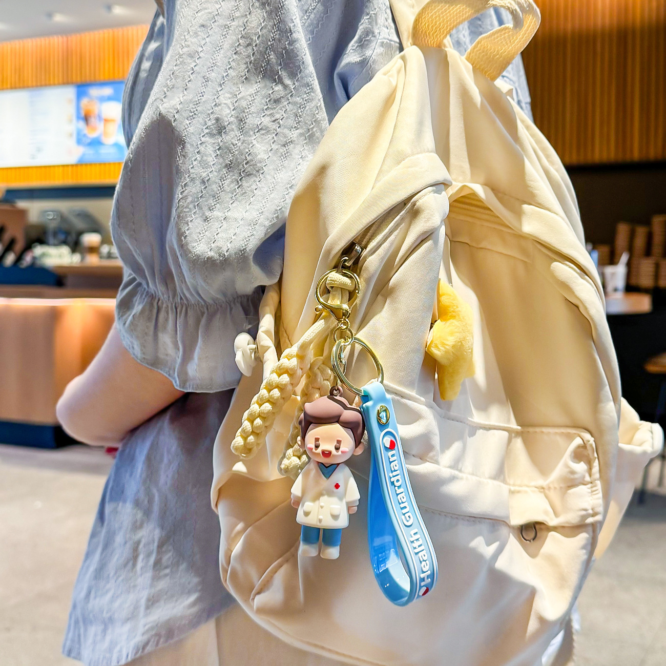 Ángel blanco doctor llavero bolsas de goma suave colgantes creativos regalos de vacaciones originales regalos de enfermeras al por mayor