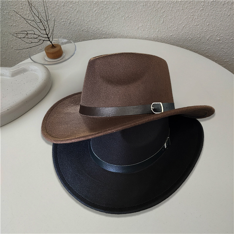 Sombrero Jazz de Lana con Ala Ancha para Hombre Ajustable Térmico para Otoño e Invierno image 4