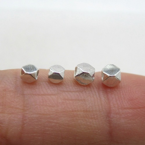 s925 sterling silver geometric faceted rhombus beads loose bead earrings material handmade DIY accessories beaded bracelet spacer beads