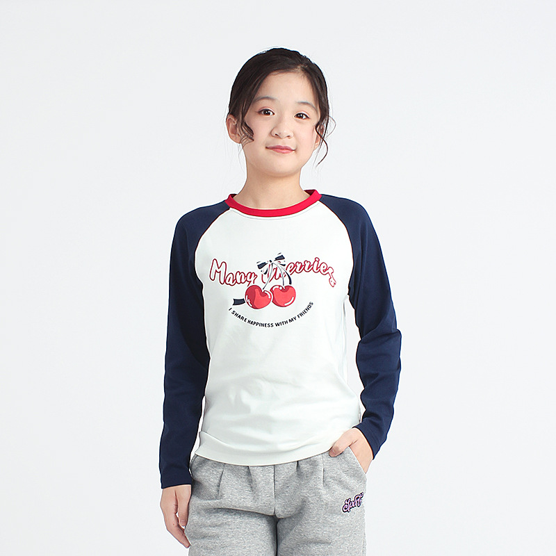 Primavera y otoño coreano nuevas niñas de manga larga Camiseta de algodón de los niños Cachemira ragtag al por mayor