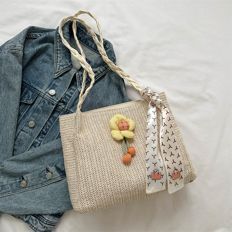 Verano nuevo estilo occidental bolsa casual paja bolso de gran capacidad 2023 verano nuevo estilo temperamento axila bolsa de mano