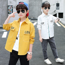 童装新款秋装2022韩版中大童字母长袖衬衫儿童时尚衬衣一件代发