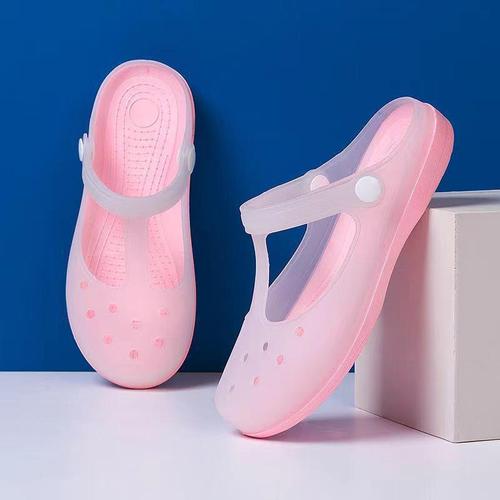 Summer New Ultra-Light Soft-Sole Hole Shoes Women Slippers Travel Anti-Slip Jelly Beach Shoes Ladies Outdoor Slippers