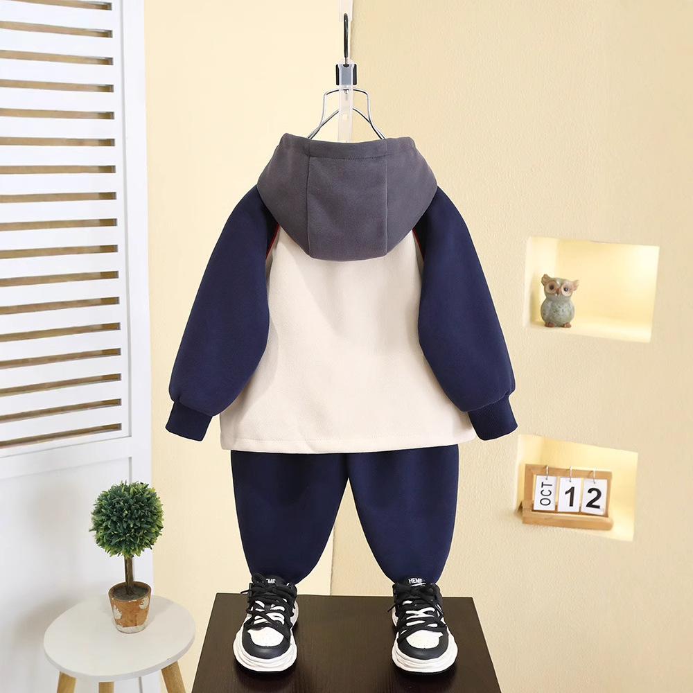 7533 niños primavera y otoño chaqueta con capucha cardigan traje deportivo para niños 2025 nuevo traje de dos piezas coreano casual