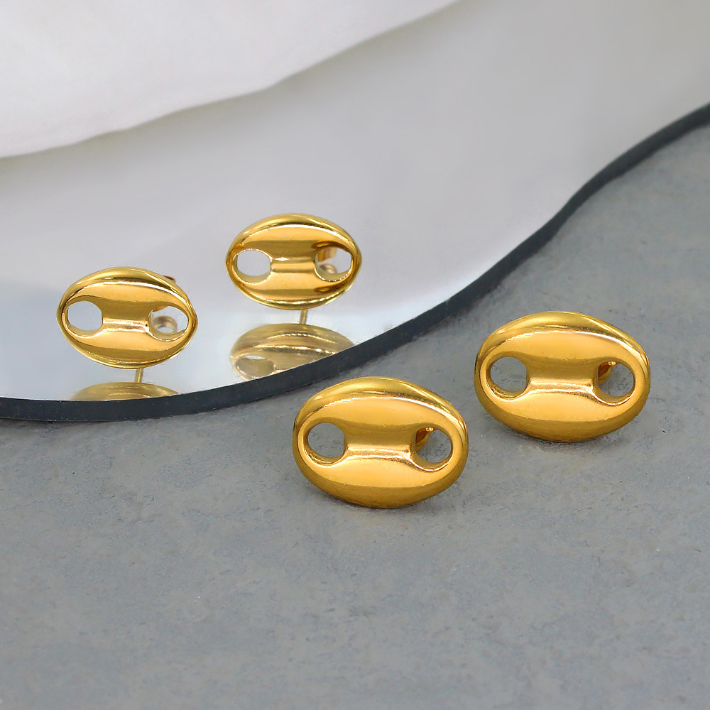 1 Pair Retro Simple Style Geometric 304 Stainless Steel 18K Gold Plated Ear Studs display picture 10