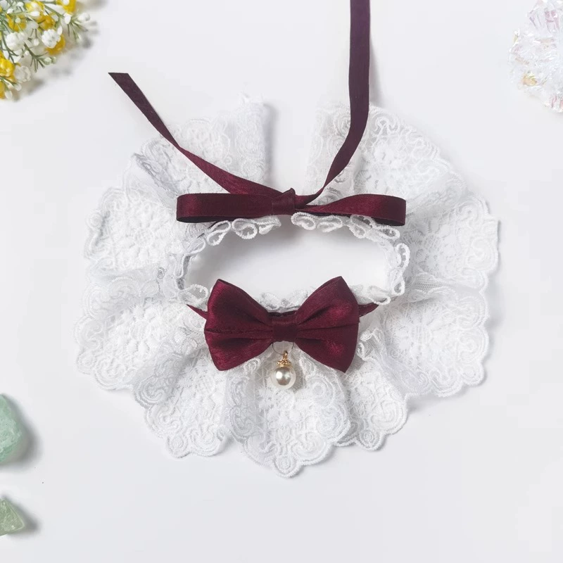 Scarf, eating bib, cute bow tie with bow, gold and silver