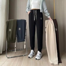 防风裤女春秋收口新款百搭抽绳卫裤运动裤百搭哈伦沐丝绒女休闲裤