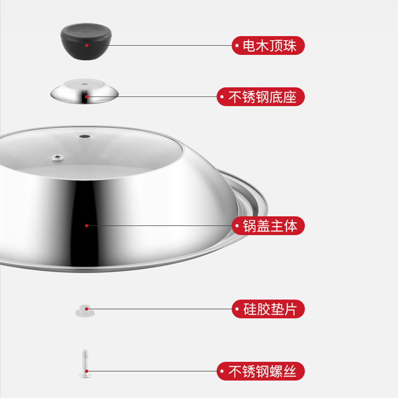 Olla tapa engrosada no magnética de acero inoxidable Denglid vidrio templado visual calidad alimentaria vapor hogar vapor pan