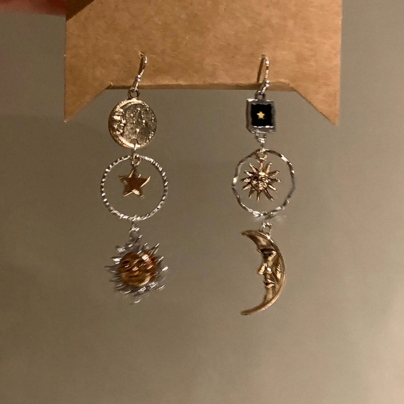 vintage中古不对称太阳花耳环女复古民族风流苏耳坠小众高级感耳|undefined