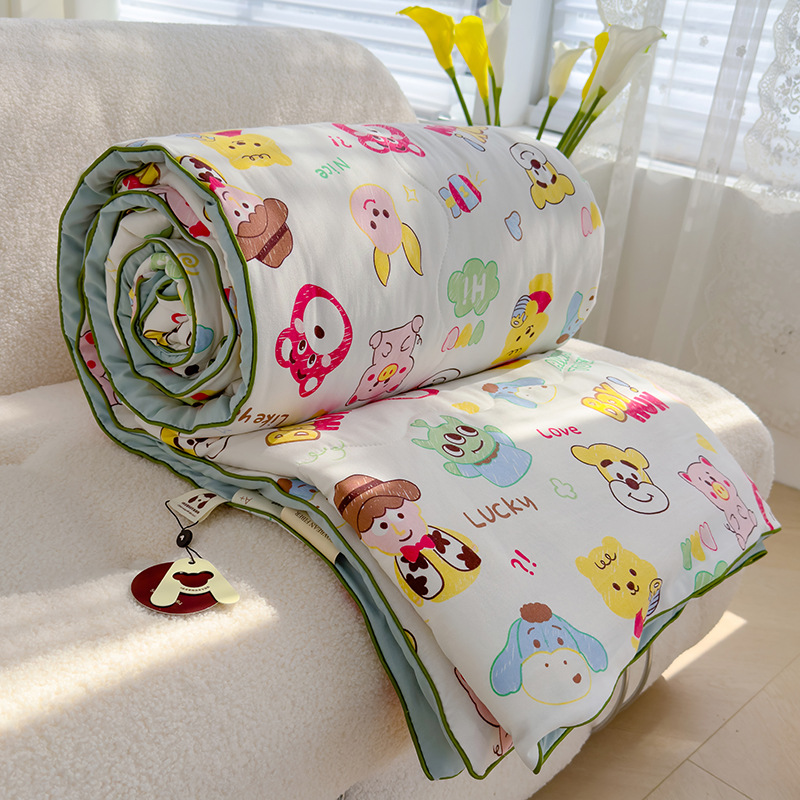 Nuevo edredón fresco de verano, edredón de aire acondicionado, dormitorio individual y doble para niños de verano, edredón fino de fibra de soja lavable a máquina