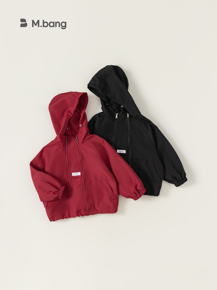Ropa infantil Youbao, estilo coreano, chaqueta cortavientos con capucha de color sólido, chaqueta con cremallera, cortavientos, para exteriores, primavera y otoño, para niños.