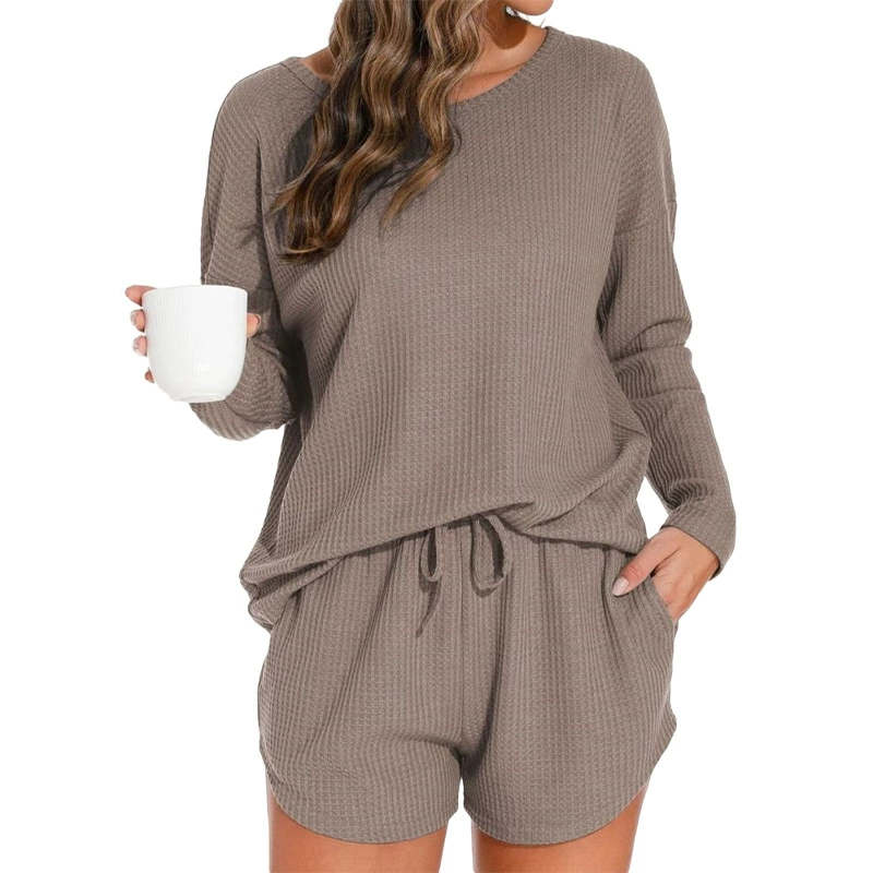 Knitted pijama, set, long-sleeve, shorts