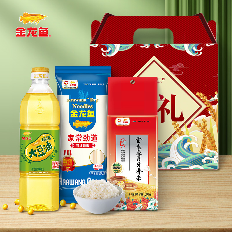 金龙鱼稻米油400ml送大米500g食用油小油米组合礼品套装|undefined