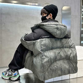 男童冬装羽绒棉服外套加厚2025新款中大儿童迷彩棉衣痞帅男孩棉袄