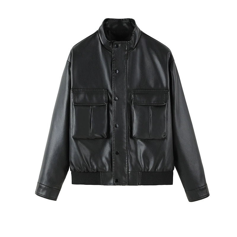 Demi-season polyurethane jacket, high-quality style