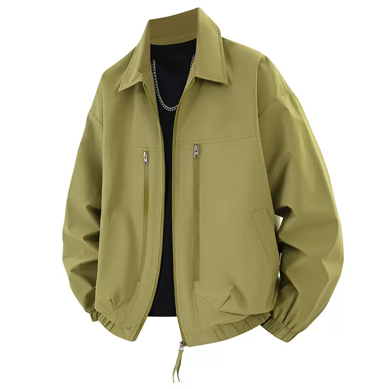 跨境春秋新款夹克男士休闲翻领港风潮男工装宽松帅气上衣潮牌外套