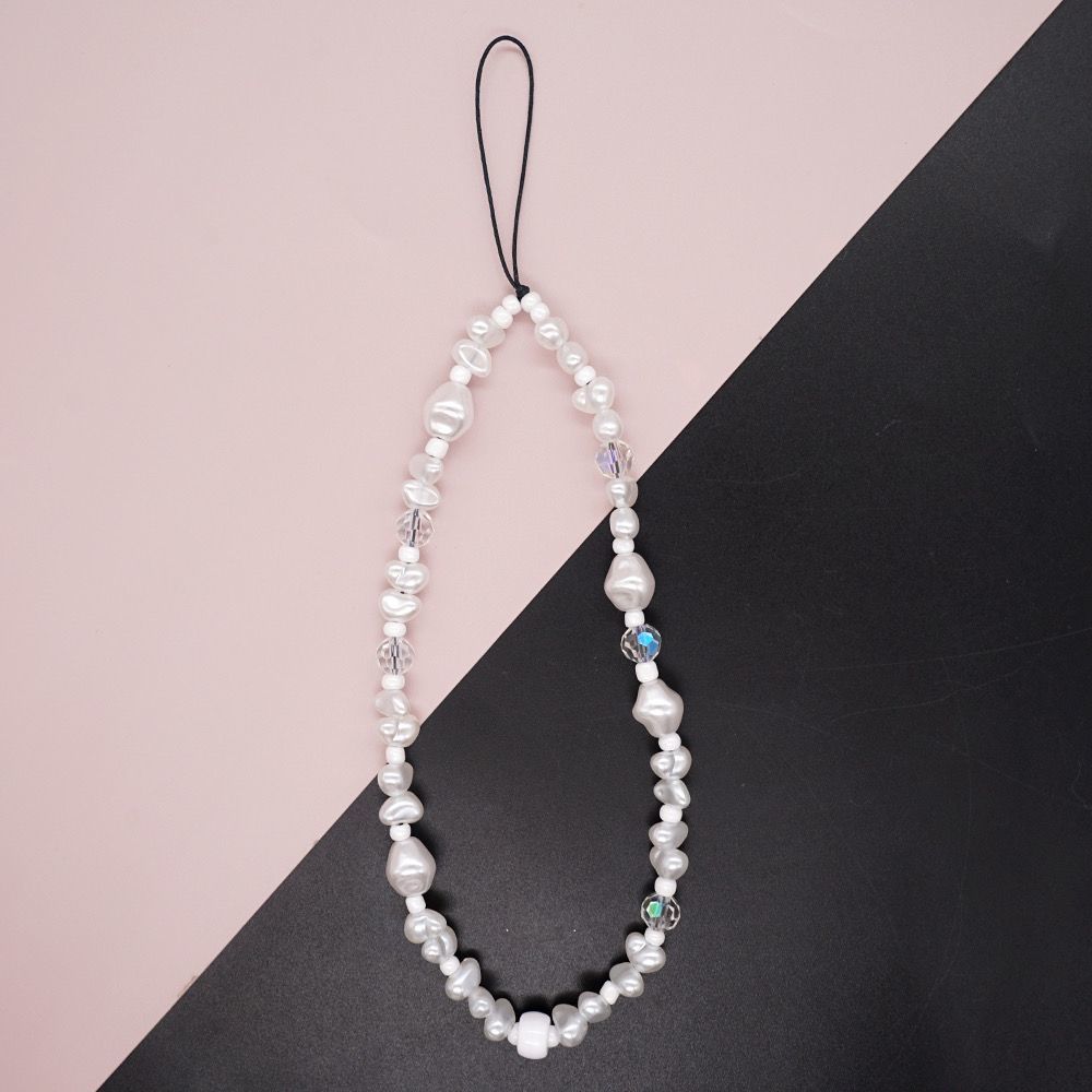 Ins New Internet Celebrity Same Style Mobile Phone Chain White Shaped Crystal Wrist Short Lanyard Anti-Lost Women's cdd Light Luxury Trendy