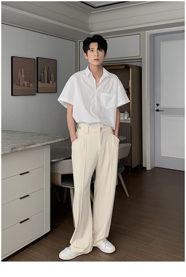 Men's Clothing Spring and autumn mopping pants simple casual trousers men new loose straight trousers black versatile trousers trend_voghion.com