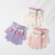 儿童手套秋冬新款防寒保暖男女童五指套小孩可爱卡通宝宝加绒全指