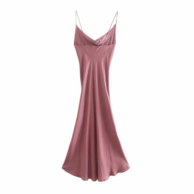 spring silk satin texture suspender dress  NSAM40560