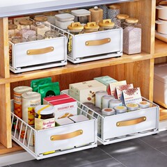 カスタマイズ可能なキッチンポータブル引き出し型収納バスケット、ハンドル付きボウルとプレート収納ラック、キャビネット層状オーガナイザーラック、ボウルラック