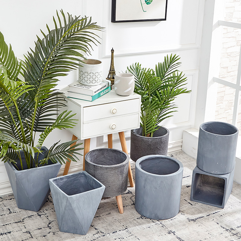 Nordic Creative Polygon Cement Planter Large Square Simple Creative Indoor Living Room Courtyard Garden Plant Pot