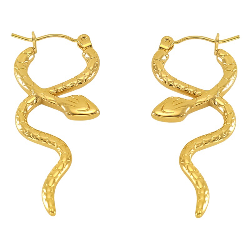 Cruz de la serpiente que rodea flexible pendientes en forma de serpiente joyería de acero de titanio Luz de estilo francés europeo y americano