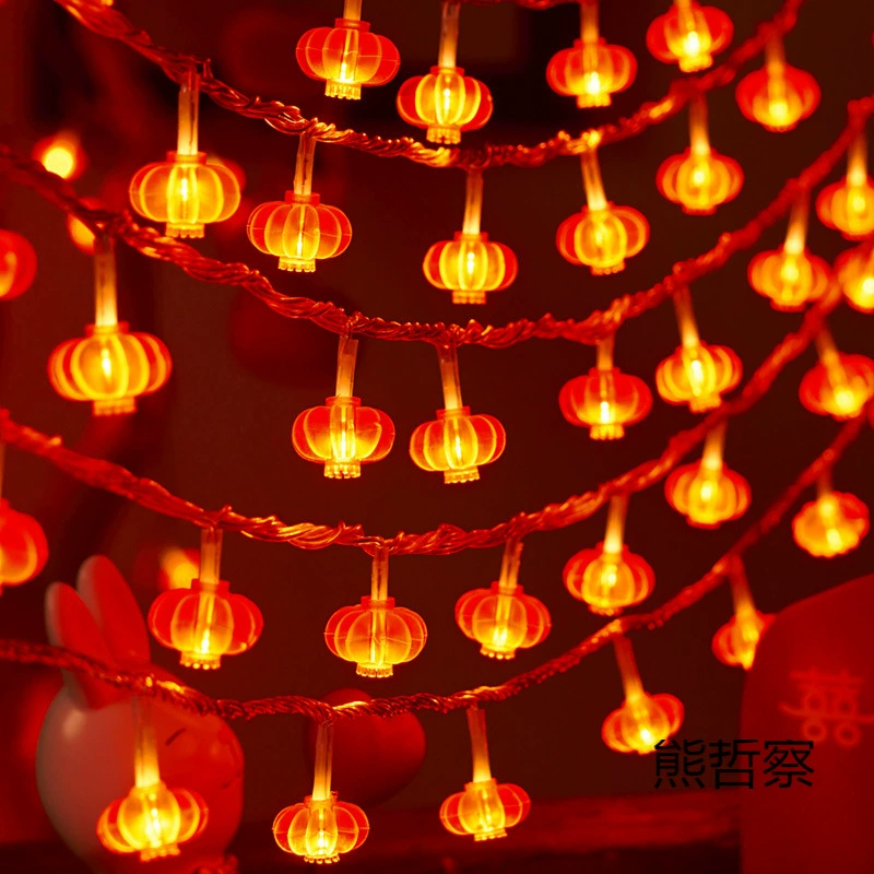2024 Новый год красные фонарики украшения для дома Праздник весны украшение комнаты композиция маленькие красочные огни мигающие гирлянды звездное небо