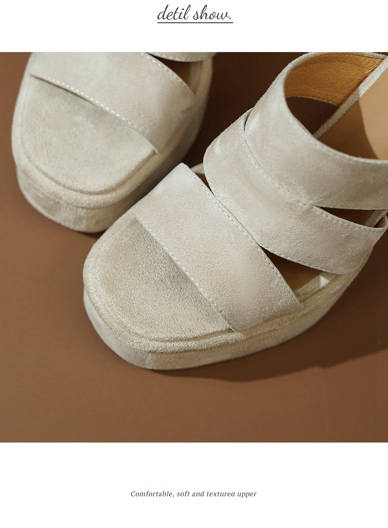 Sandal cao gót nữ hở mũi gót thô 12 cm đế dày phong cách La Mã — đen chi tiết 10