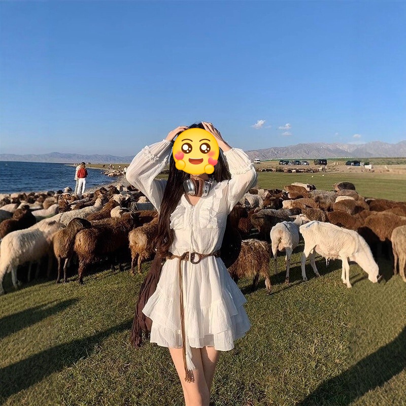 White Ruffled Long-Sleeved V Neck Shirt Dress for Women in Early Autumn New Sweet Design Waist Slimming Look Short Skirt White Ruffled Long-Sleeved V Neck Shirt Dress for Women in Early Autumn New Sweet Design Waist Slimming Look Short Skirt
