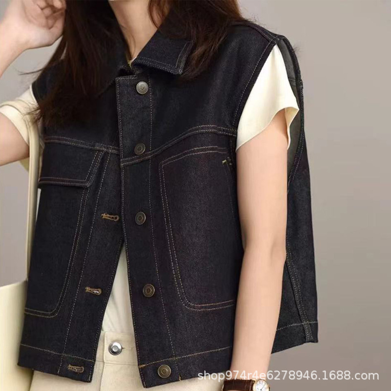 Denim Vest Women's New Quality Trendy Fashion Spring and Autumn Sleeveless All-match Loose Design Sense