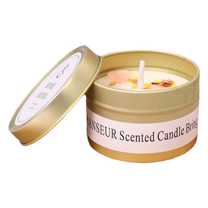Fronteras de flores secas vela de perfume interior vela de boda regalo de mano nicho lata de cera vegetal spot
