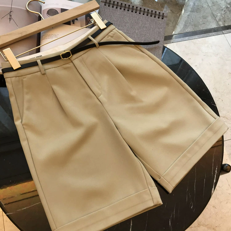 Wang Bing pushed ~ Sale and commute!22 years of spring new Bai Bai Bai Bai High waistline rollover shorts with waist bands