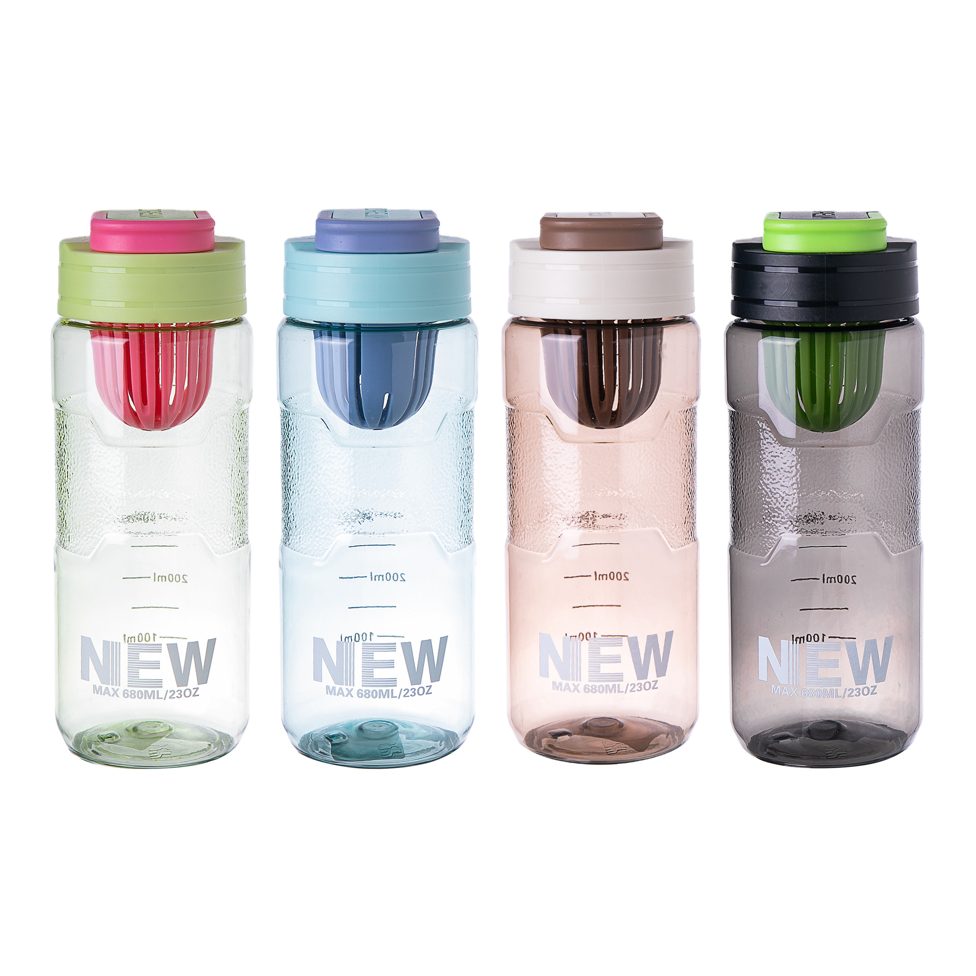 Vaso de plástico con filtro para separar té y agua, 750 ml, vaso de plástico PC para estudiantes con impresión, vaso de plástico con impresión.