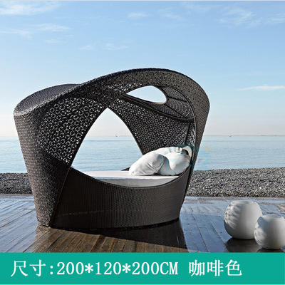 Cama de caña al aire libre doble jaula de pájaros sofá cama de vacaciones villa de ocio terraza tumblr balcón cama redonda tumblr