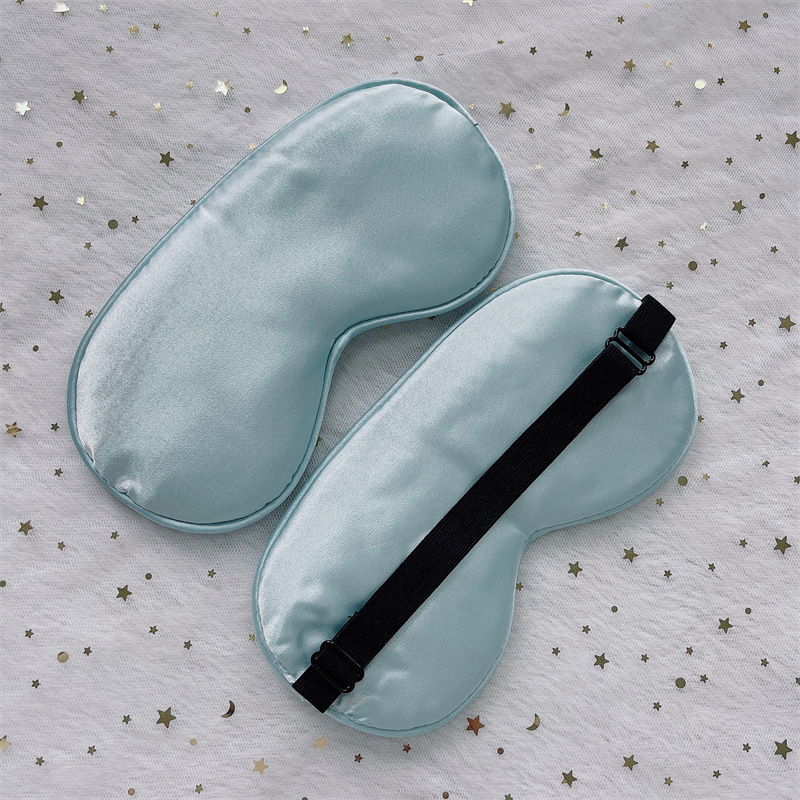 Máscara de ojo de seda artificial hebilla de ajuste color sólido mismo borde de color morera seda sueño sombreado máscara de ojo de seda en stock al por mayor