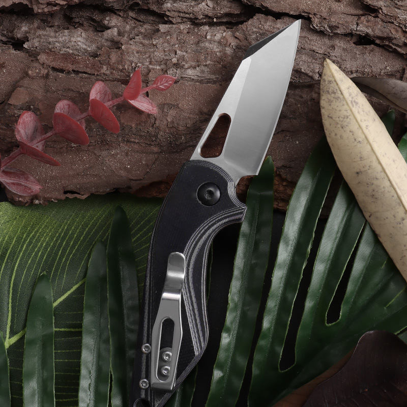多功能折叠小刀带背夹家用便捷水果刀G10刀柄户外野营随身