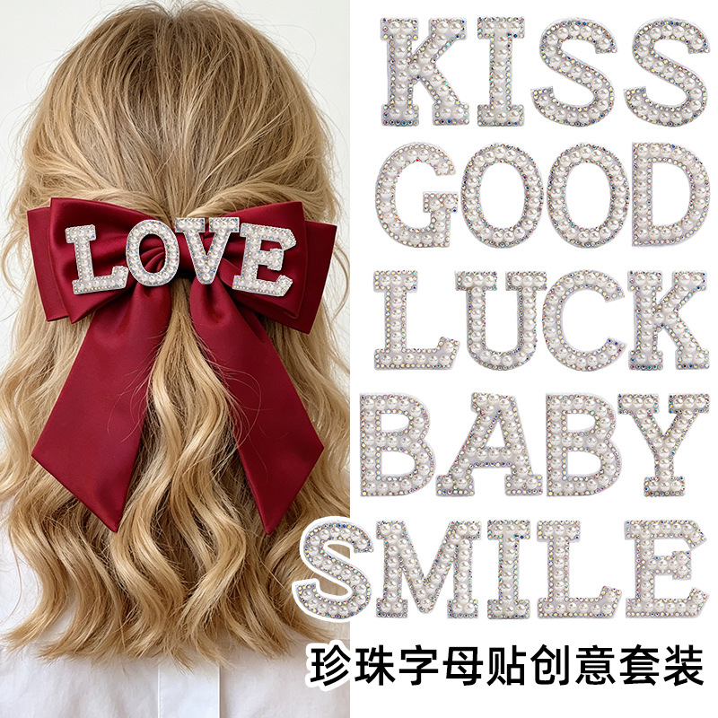 Adhesive creative set non-woven cloth with letters pearl
