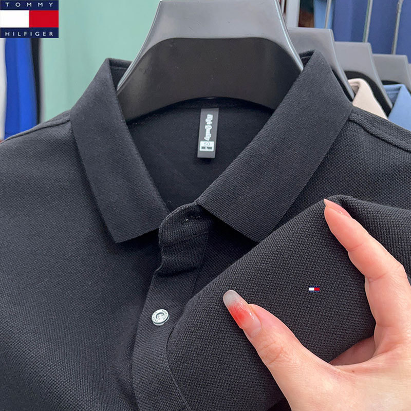 American Tommy Tommy Simple Embroider Handsome Classy Polo Shirt Men's Trendyy Business Sports Summer Short-Sleeved