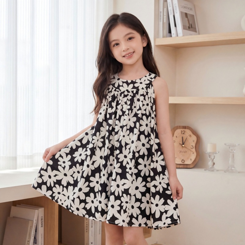 2026 nuevo vestido de verano coreano vestido de niña chaleco sin mangas vestido vestido de ropa infantil