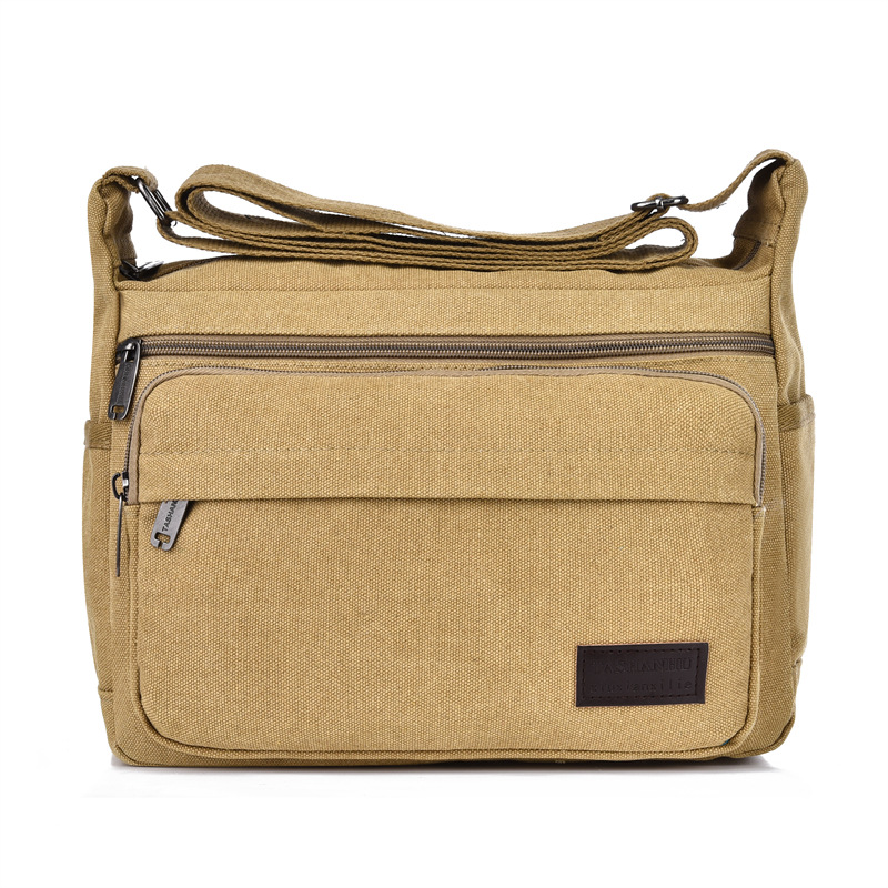 New Men's Canvas Bag Shoulder Crossbody Bag Multi-Layer Large Capacity Labor Protection Tool Bag Electrician Durable Canvas Large Bag
