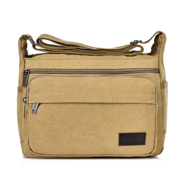 New Men's Canvas Bag Shoulder Crossbody Bag Multi-Layer Large Capacity Labor Protection Tool Bag Electrician Durable Canvas Large Bag