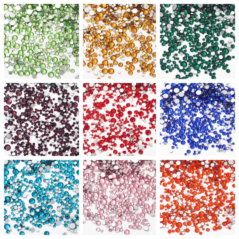 Cross-border glass flat diamond diy color round crystal jewelry accessories wholesale nail jewelry diamond accessories