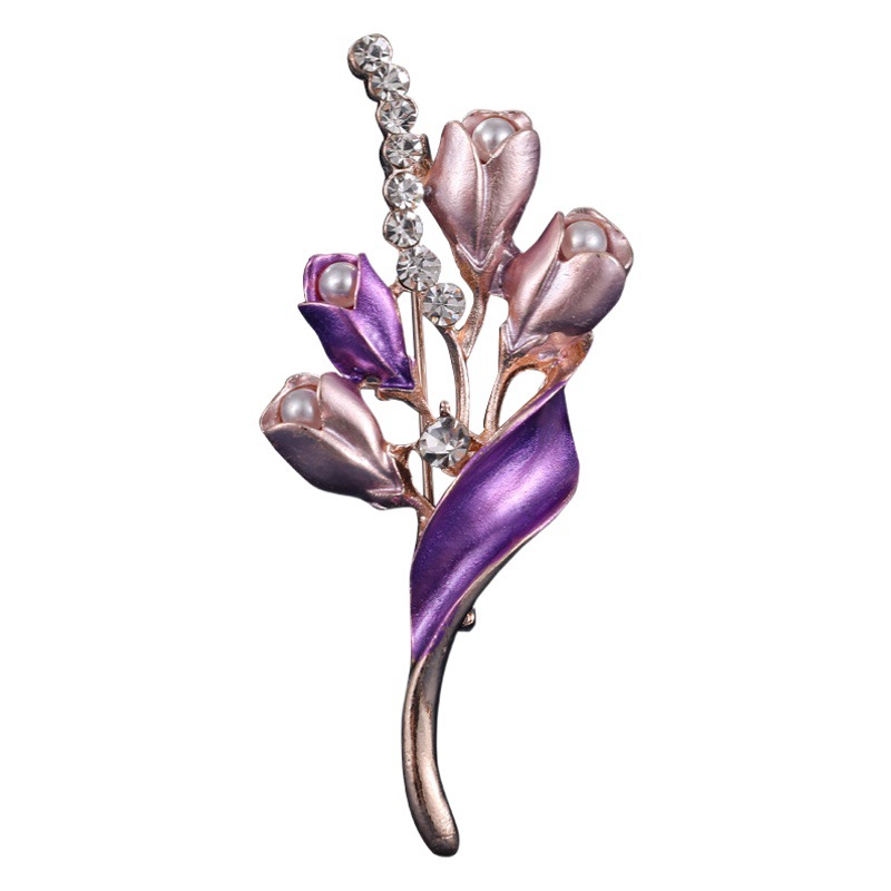 Diamante incrustado flor de cristal broche de aleación con cuentas ramillete de moda elegante perla rhinestone cristal flor broche al por mayor image 1