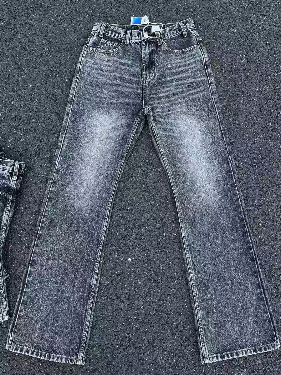 Cleanfit Marble Wash Jeans For Men & Women - Slim Straight Leg Distressed Denim Pants With Stretch (Dark Grey)_mkmklike.com