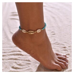 Amazon Cross-border New Bohemian Shell Anklet Natural Stone Beaded Anklet Fashion Jewelry Birthday Gift